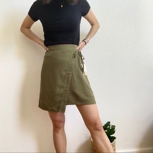Linen Blend Wrap Skirt